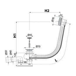 Сифон для ванны автомат комплект, бронза-антик, Alcaplast