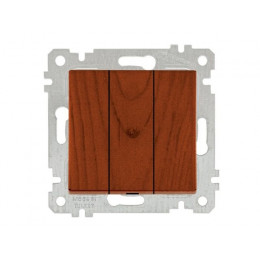 Выключатель 3-клав. (скрытый, без рамки, пруж. зажим) вишня, RITA, MUTLUSAN