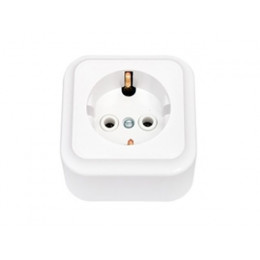 Розетка 1-ая (открытая, с/з) белая, Пралеска, Bylectrica