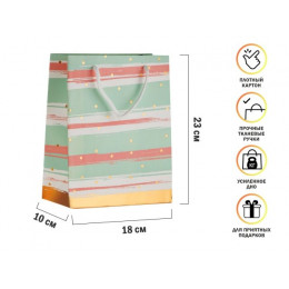 Пакет подарочный с ручками, 23х18х10 см., мятный, серия Emily, PERFECTO LINEA