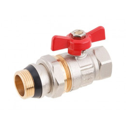 Кран шаровый 1/2" нар.-вн. бабочка (со сгоном) PN40, AV Engineering