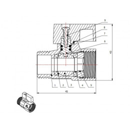 Кран шаровый MINI 1/2" нар.-вн. красная ручка, AV Engineering