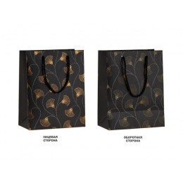 Пакет подарочный с ручками, 23х18х10 см., черный, серия Aurora, PERFECTO LINEA