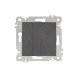 Выключатель 3-клав. (скрытый, без рамки, пруж. зажим) дымчатый, RITA, MUTLUSAN
