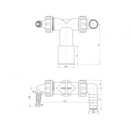 Колено с двумя штуцерами DN40/32 / 8–23 c обратными клапанами, Alcaplast