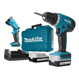 Аккум. дрель-шуруповерт MAKITA DF 347 DWLE в чем. + фонарь
