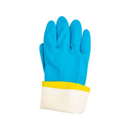 Перчатки К80 Щ50 неопрен/латекс р-р 8/M желто-голубые JetaSafety (инд. уп.)