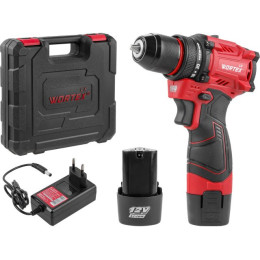 Аккум. дрель-шуруповерт WORTEX LX BD 1220 DLi 12В, 30 Нм, 2*1.5 Ач, патрон 10 мм, бесщёт.