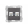 Розетка компьютерная 2xRJ45 (Cat5e, скрытая, без рамки) дымчатая, RITA, MUTLUSAN