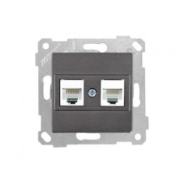 Розетка компьютерная 2xRJ45 (Cat5e, скрытая, без рамки) дымчатая, RITA, MUTLUSAN
