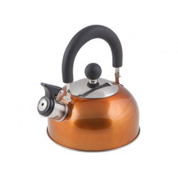 Чайник со свистком, нержавеющая сталь, 1.5 л, серия Holiday, оранжевый металлик, PERFECTO LINEA