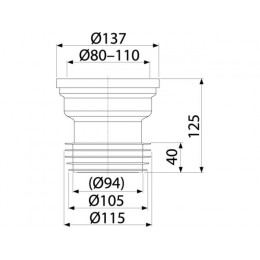 Патрубок для унитаза прямой, Alcaplast
