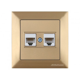 Розетка компьютерная 2xRJ45 (Cat5e, скрытая) золото, DARIA, MUTLUSAN