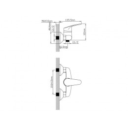 Смеситель для душа (Lt) D40, серия ROM AV Engineering