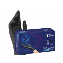 Перчатки нитриловые, р-р S, уп. 100 шт. черные LIBRY