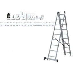 Лестница алюм. 3-х секц. 316/552/316см 3х9 ступ., 10,3кг  NV1230 Новая Высота