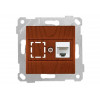 Розетка компьютерная 1xRJ45 (Cat5e, скрытая, без рамки) вишня, RITA, MUTLUSAN