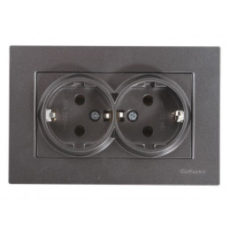 Розетка 2-ая (скрытая,с/з) дымчатая, RITA, MUTLUSAN