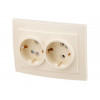Розетка 2-ая (скрытая, с/з) бежевая, Стандарт, Юпитер