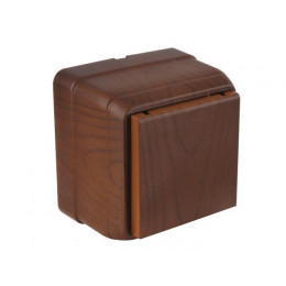 Розетка 1-ая (открытая, с/з, с крышкой) орех, BRON, MUTLUSAN