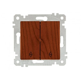 Выключатель проходной 2-клав. (скрытый, без рамки, пруж. зажим) вишня, RITA, MUTLUSAN
