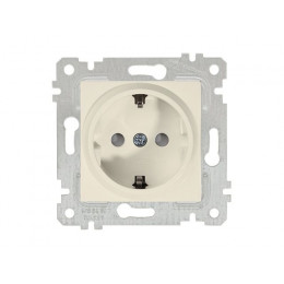 Розетка 1-ая (скрытая, без рамки, с/з, шторки) кремовая, RITA, MUTLUSAN