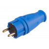 Вилка (с/з, 16А, 250В) каучук, синяя Юпитер