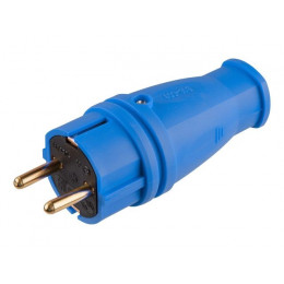 Вилка (с/з, 16А, 250В) каучук, синяя Юпитер