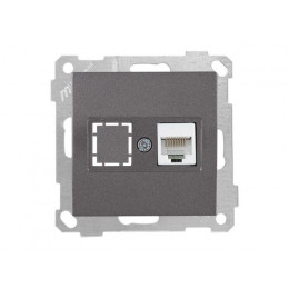 Розетка компьютерная 1xRJ45 (Cat5e, скрытая, без рамки) дымчатая, DARIA, MUTLUSAN