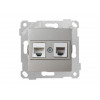 Розетка телефонная + компьютерная (RJ12+Cat5e, скрытая, без рамки) титан, RITA, MUTLUSAN