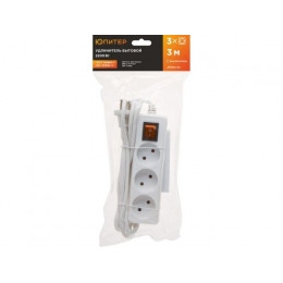 Удлинитель 3м (3 роз., 2,2кВт, б/з, выкл, ПВС 2х0,75) Юпитер
