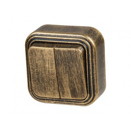 Выключатель 2 клав. (открытый, до 6А) бронз., Стандарт, Юпитер