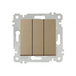 Выключатель 3-клав. (скрытый, без рамки, винт. зажим) золото, RITA, MUTLUSAN