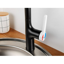 Смеситель для кухни (Lt) D35, серия Rose черный + белый, a-five