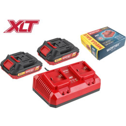 Набор аккумулятор 2х2 А*ч и зарядное устройство 2х2 А WORTEX ALL1 XLT в кор. SET