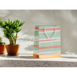 Пакет подарочный с ручками, 23х18х10 см., мятный, серия Emily, PERFECTO LINEA