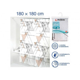 Шторка для ванной (12 колец в комплекте), 180x180 см, Secret, мраморный узор, PERFECTO LINEA