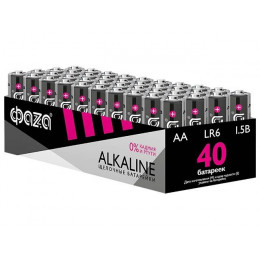 Батарейка 40шт (коробка) AA LR6 1,5V Alkaline LR6A-P40  ФАZА Alkaline Pack-40