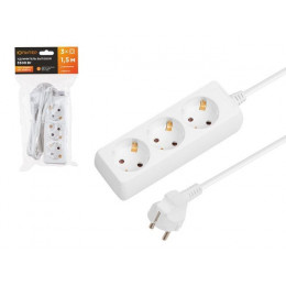 Удлинитель 1,5м (3 роз., 3,5кВт, с/з, ПВС 3х1,5) Юпитер