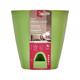 Горшок для цветов с прикорневым поливом, 2,5 л., Amsterdam, оливковый, InGreen