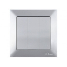 Выключатель 3-клав. (скрытый, винт. зажим) серебро, DARIA, MUTLUSAN