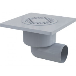 Сливной трап 150х150/50, боковой сток, решетка серая, гидрозатвор мокрый, Alcaplast
