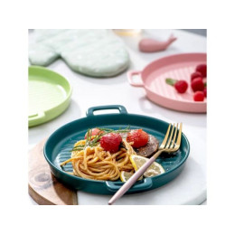 Тарелка-блюдо керамическая, 23.5х18.5х2.5 см, серия ASIAN, черная, PERFECTO LINEA