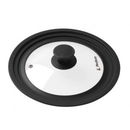 Крышка стеклянная, 240-260-280 мм, с силиконовым ободом, круглая, черная, PERFECTO LINEA