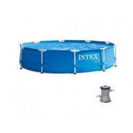 Каркасный бассейн Metal Frame, круглый, 305х76 см + фильтр-насос 220 В, INTEX