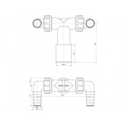 Колено с двумя штуцерами DN40/32 / 17–23 c обратными клапанами, Alcaplast