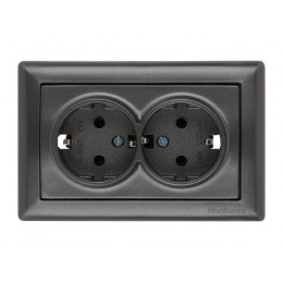 Розетка 2-ая (скрытая,с/з, керамика) дымчатая, DARIA, MUTLUSAN