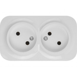 Розетка 2-ая (открытая, б/з) белая, Bailly, LEIDEN ELECTRIC
