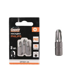 Насадка крестообразная PH2 25мм  3шт GEPARD (GP3501-25)