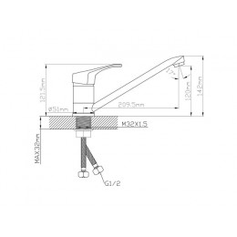 Смеситель для кухни (Lt) D40, серия BAS AV Engineering